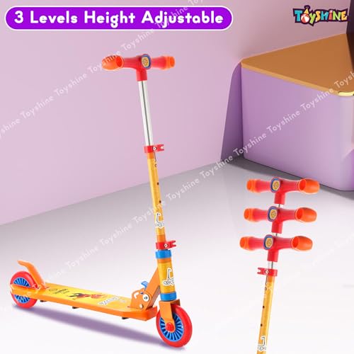 Image of Toyshine Jumbo 2 Wheel Runner Scooter with Anti Slip ABS Base Aluminium Structure Height Adjustable Handlebar Foldable Max Load 50kg for Boys and Girls Ages 4 and Above - Orange