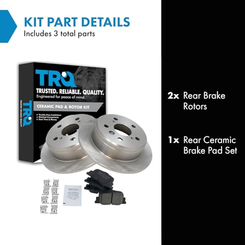 Image of TRQ Rear Ceramic Brake Pad and Rotor Set