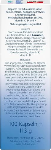 Doppelherz Glucosamin 1600 mit Kollagen und MSM - Vitamin C als Beitrag zur normalen Kollagenbildung für eine normale Knorpelfunktion - 100 Kapseln