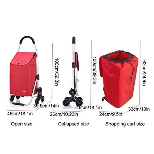 BIAOYU Einkaufstrolley Faltender Einkaufswagen mit 6 Rädern Großer Kapazität Klettern Treppenwagen mit… – Bild 4