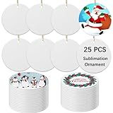 25 PCS Ceramic Sublimation Ornament Blanks Bulk 3 Inch White Round Crafts DIY Personalized Printed Christmas Home Porcelain Paintable Decorate