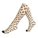 Calcetines de compresión con estampado de hamburguesa y tocino para mujeres y hombres, 15-20 mmHg, soporte para enfermeras, viajes, correr, deportes, medias de compresión, calcetines de soporte.