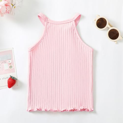 Image of ROMPERINBOX Toddler Tank Tops Girls 3 Pack Ribbed Knit Multipacks Halter Top Camisoles Undershirt