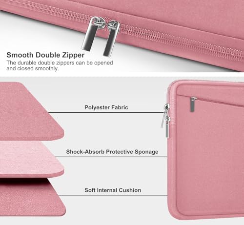 Image of 15.6 inch Laptop Case, Slim Computer Carrying Bag Protective Cover Briefcase with Front Pocket, Durable Laptop Sleeve for 15-16 Inch HP, Dell, Lenovo, Asus- Red Pink