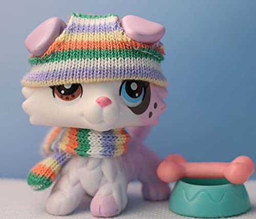 Judylovelps Custom lps Ice Cream Collie, lps Custom Rare Figures Two Different Eyes with lps Accessories Knit Hat Scraf Bow Bone Kids Gift