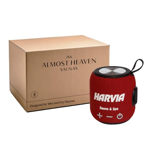 Almost Heaven Bluetooth Sauna Speaker, Portable Waterproof Speakers with Heat Resistance, Designed for Wet & Dry Saunas, Wireless Bluetooth Speaker with USBC Charging, Made for Indoor & Outdoor Saunas