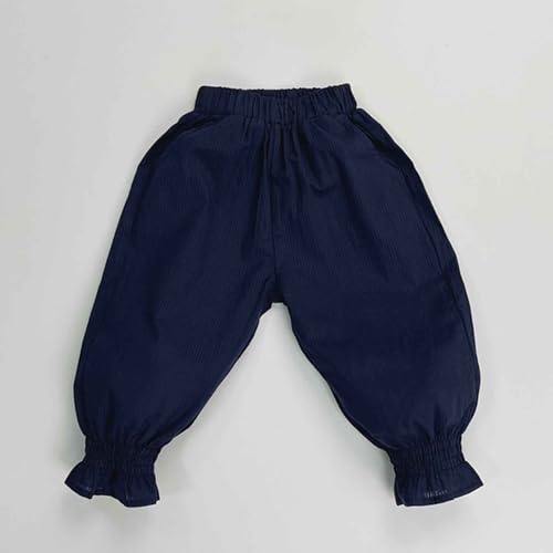 Toddler Boys Girls Classic Color Block Trousers Kids Cotton Linen Ankle Pants Loose Long Bloomers 1-7 Years2