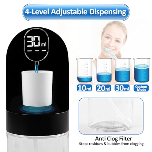 Image of Mouthwash Dispenser for Bathroom, Automatic Mouthwash Dispenser, 20.29 oz Touchless Electric Wall Mounted Mouth Wash Dispenser, 4 Modes with 4 Magnetic Cups for Kids & Adults,Bathroom Accessories Set