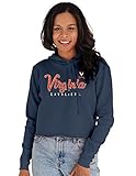 Blue 84 Women's Virginia Cavaliers Vintage Crop Hoodie, Virginia Cavaliers Navy, Medium