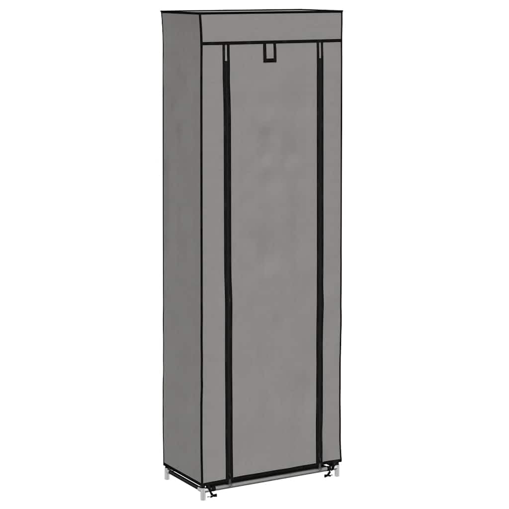 Zapatero con cubierta gris 57 x 29 x 162 cm - Zapatero de 8 niveles que ahorra espacio para hasta 20 pares de zapatos - Estantería de tela no tejida con cremallera para pasillo y vestíbulo
