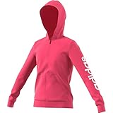 52% algodón adidas Sudadera con Capucha para niña Essentials Linear con Cremallera Completa., Niñas, con Capucha., EH6126, Rosa Real y Blanco., 140