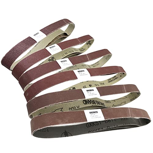 18 Pcs 1 Inch X 30 Inch Replacement Sanding Belts For Air/Electirc Belt Sander, 3 Each Of 80 120 240 400 800 1000 Grits, Best For Woodworking, Plastics, Fiberglass And Metal Grinding & Polishing #TOP5