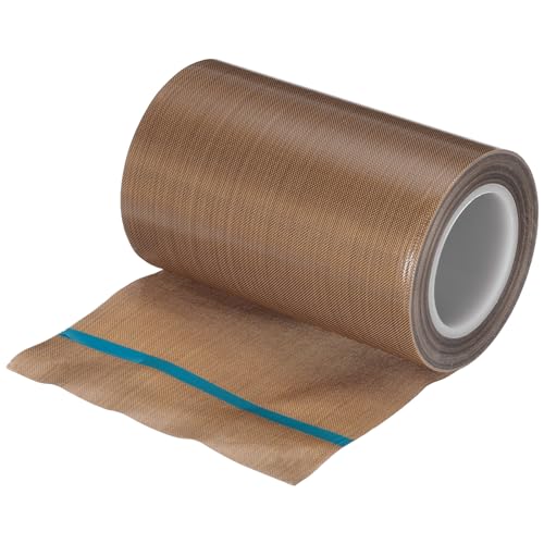 Image of MECCANIXITY 9m /30 Feet,100mm /3.9 Inch PTFE Tape,PTFE Fabric Tape,Adhesive PTFE Film Tape for Vacuum Sealer Machine,Hand Sealers High Temperature,Brown
