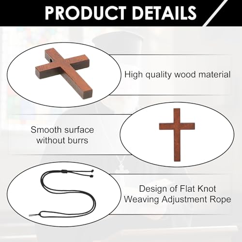 Wood Cross Necklace Bulk for Easter Bible Verse Party Favor, Wooden Crosses Pendants Necklaces for Christian Gifts,Wooden Crucifix Pendant Necklace for Women and Men3