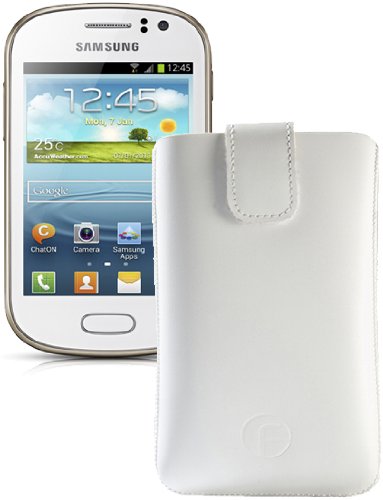 Favory Étui de protection en cuir avec languette d'extraction pour Samsung Galaxy Fame Lite S6790N Blanc