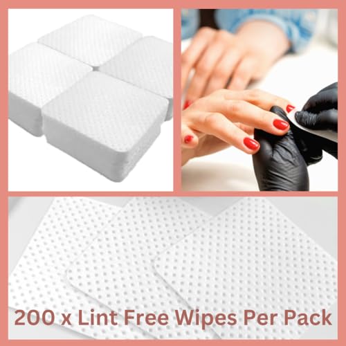 Lint Free Nail Wipes Acrylic Gel Polish Soft Pads Manicure Pedicure, Absorbent Remover, Prep, Clean & Finish, Salon Professional & Home Use(Pack of 200) - Image 5