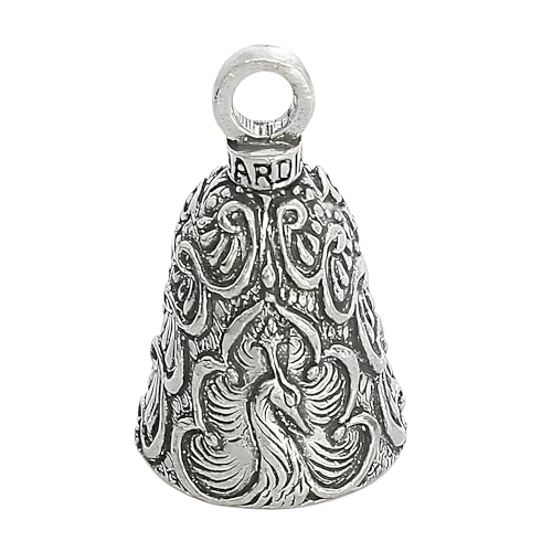 Image of Guardian Bell Peacock Good Luck Bell w /Keyring & Black Velvet Gift Bag | Motorcycle Bell | Lead-Free Pewter | Good Luck Gift to Friends & Family | Bike Bell | Made in USA