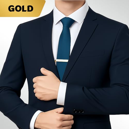 Roctee Tie Clips for Men, 3 Pack Classic Tie Clip Silver Gold Black Necktie Tie Bar Pinch Clips Suitable for Wedding Anniversary Business4