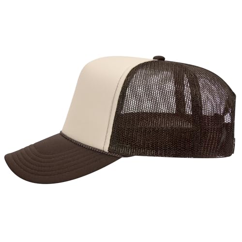 Image of OTTO Polyester Foam Front 5 Panel High Crown Mesh Back Trucker Hats in 97, Bulk, Wholesale