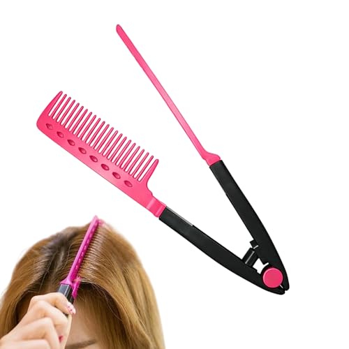 MWZBTG Pettine Per Stirare I Capelli,Stiracapelli con Forma a V per la Divisione dei Capelli - Spazzola per Acconciature con Piastra,Per Casa Viaggio Uscite Hotel Appuntamenti