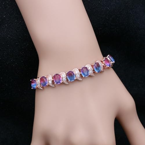 Image of LMXXVJ Fashion Tennis Bracelet Created Emerald White Gold Plated Charm Bracelet Gifts Jewelry for Women