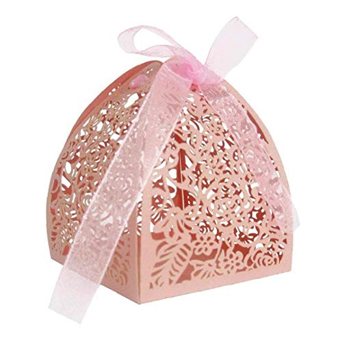 iHOMIKI 50pcs Caja del Caramelo de Rose láser Favor de Corte Caramelo de la Boda Caja Cajas de Regalo Cover