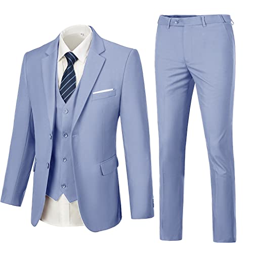 Image of WOMS Men's 3 Piece Suit Slim Fit,Mens Wedding Suit Groom Prom Tuxedo