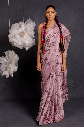 Image of MIRCHI FASHION Women Saree Chiffon Floral Printed | Breathable Festive Occasion Sari for Social Visits with Matching Blouse Piece