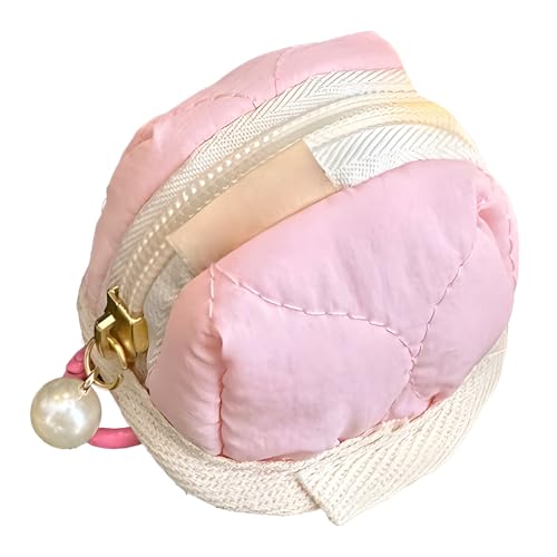 Mini Fluffy Bunny Pouch, Small Kawaii Mini Wallet Earphone Bag, Soft Plush Bag for AirPods, Jewelry, Coins & More (Pink)