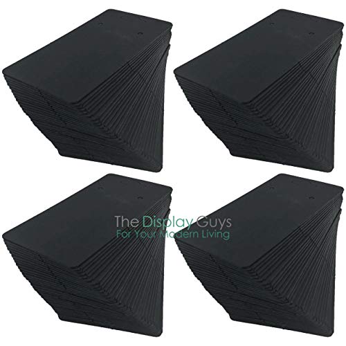 Image of 500-Pack Flat 2x4 Pre-Punched Hanging Jewelry Earrings & Necklace Display Cards (Black Kraft Paper)