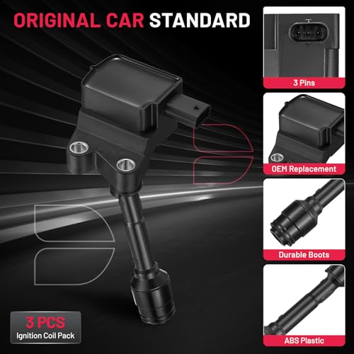 Image of BDFHYK Ignition Coil Packs Compatible with EcoSport Focus Fiesta l3 1.0L 1.5L 2014 2015 2016 2017 2018 2019 2020 2021 Coil for UF736 CM5Z12029B CM5Z12029C C949 GN10635 COP637 DG556 DG553 Set of 3