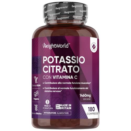 Potassio Citrato con Vitamina C Vegano, 1460mg per...