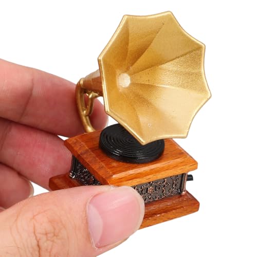Modèle phonographe unique en résine pour décor de mini maison - 5