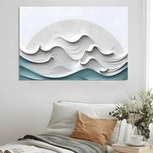 Affiches et impressions sur toile de vagues créant une ambiance marine relaxante dans la chambre - 2