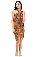 SOURBH Women's Beachwear Wrap Sarong Printed Pareo Swimsuit Body Cover Up Dress Girls (S615-Mustard, Maroon)