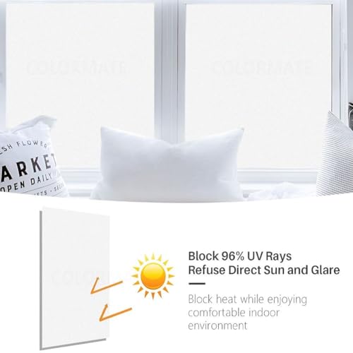 Image of COLORMATE Premium Vinyl Stained Frosted Window Glass Film (12x60 Inch) - Self-Adhesive Wallpaper Sticker Opaque Tint for Window Glass Privacy Cover, Door, Office, Home.| Anti-UV. Frosted Glitter