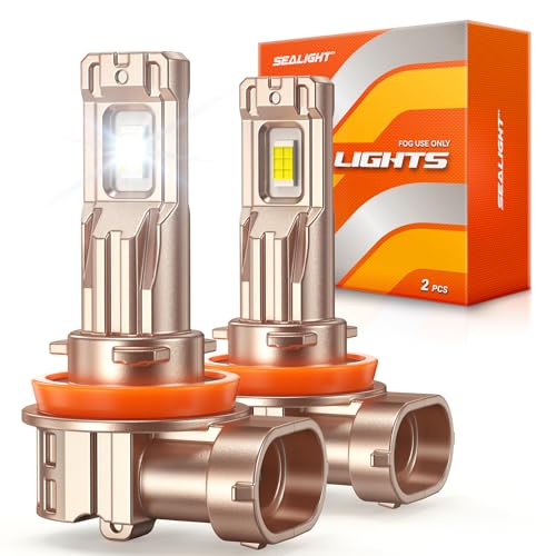 Image of SEALIGHT H11 /H8 /H9 Fog Bulbs, 44000LM Bright White Fog Lights, 1:1 OEM Fit, IP68 Waterproof, Non-Polar Plug and Play Installation, Pack of 2