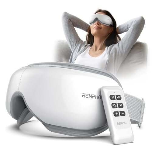 RENPHO Weihnachtsgeschenke für Frauen und Männer, Eyeris 1 Augenmassagegerät mit Wärmefunktion und Fernbedienung, Vibration und Bluetooth-Musik, Wiederaufladbare Massagebrille für trockene Augen