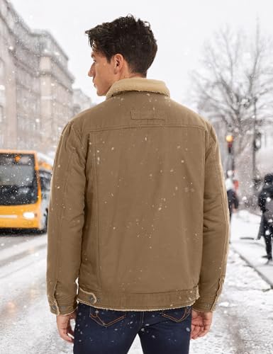 CRYSULLY Men's Winter Work Jacket Cotton Shell Fleece Lined Warm Casual Cargo Coat Outdoor Utility Jackets for Men2