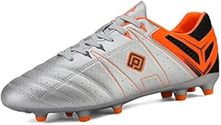 DREAM PAIRS Men's 160471-M Silver Orange Black Cleats Football Soccer Shoes - 8 M US