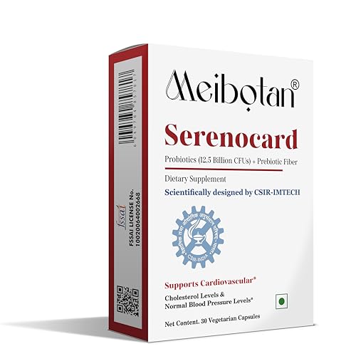 Image of Serenocard Probiotics Supplement, 12.5 Billion CFUs with Prebiotic Fiber, Cardiovascular Support- 30 Veg Capsule (Pack of 3x10) Men & Women