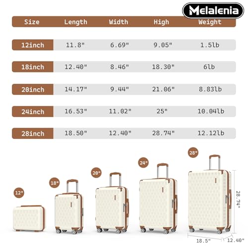 Image of Melalenia Luggage Sets 4 Piece Hard Shell Carry on Suitcase with Spinner Wheels and TSA Lock, Lightweight Travel Duffel Bag for Women, Beige Brown