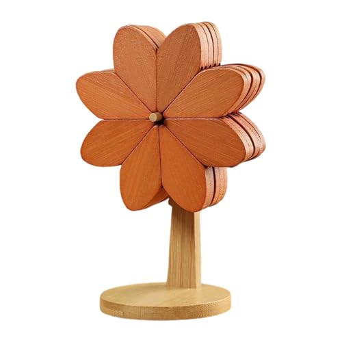1 juego de salvamanteles de madera con diseño de molino de viento con soporte para encimera de cocina, sartenes calientes, antideslizante, juego de decoración