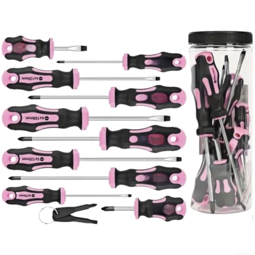 Image of 12-Piece Magnetic Screwdriver Set, Chrome Vanadium Steel Drivers With Rubberised Handles For Household And Mechanical Maintenance Applications(A)