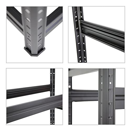 PROREGAL Reifenregal Dino | HxBxT 180x120x50 cm | Fachlast 150kg | bis zu 12 Reifen | Schwarz | Reifenständer Garagenregal Kellerregal Werkstattregal