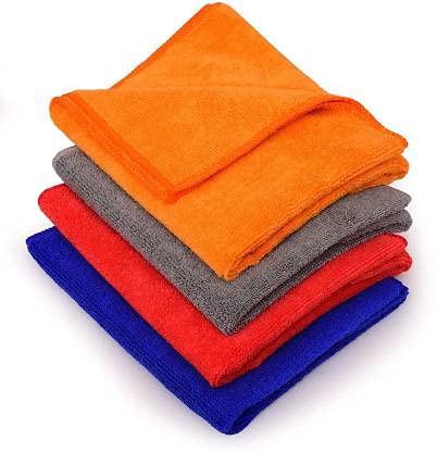 Multipurpose Microfiber Cleaning Towel Cloth 340 GSM Highly Absorbent Dust Towels for All Vehicles Bikes Cars Glass Kitchens (40cm x 40cm) Pack of 8 (Blue, 2)