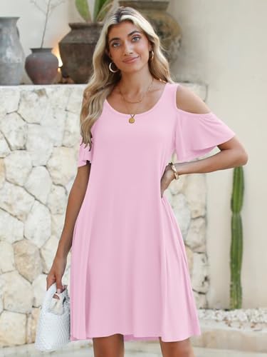 BELAROI Womens Plus Size Dresses Short Sleeve Cold Shoulder Casual T Shirt Swing Dress Summer Beach Sundress2