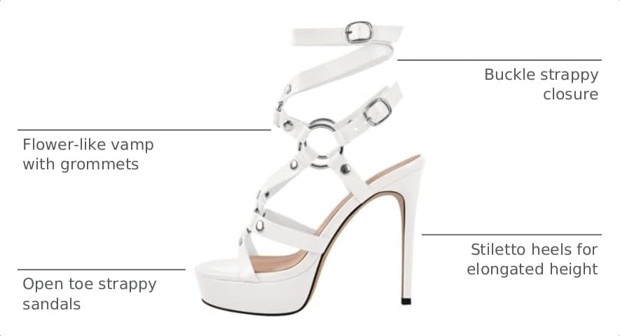 Image of VERISSON Women's Grommets Stiletto Sandals Platform Open-back High Heels Cross Bands Open Toe Buckle-up Ankle Sandals Party Dressing
