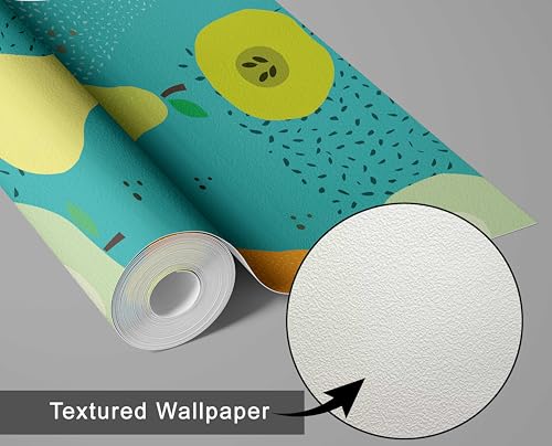 Papel pintado de frutas infantil para decorar el dormitorio con vinilo verde 6