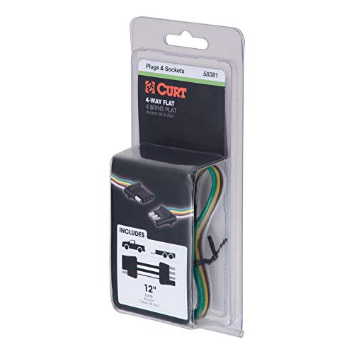 Curt 58381 Vehicle-Side And Trailer-Side 4-Pin Flat Wiring Harness With 12-Inch Wires #TOP4